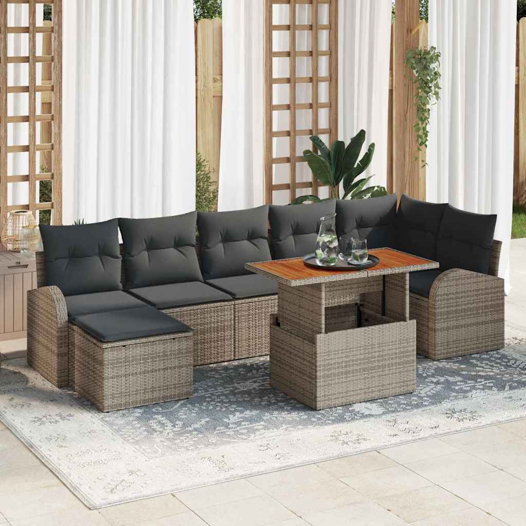 Tuin Sofa Set met opslag 8 pcs Grijs Poly riet