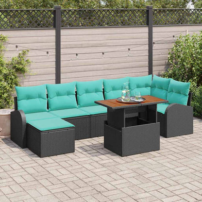 Tuin Sofa Set 8 pcs Zwart Poly riet