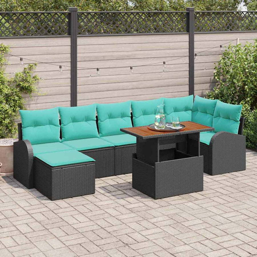Tuin Sofa Set 8 pcs Zwart Poly riet