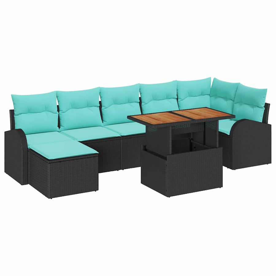 Tuin Sofa Set 8 pcs Zwart Poly riet