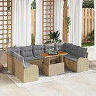 Tuinbank set poly riet beige 10-delig