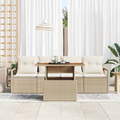 Tuin Sofa Set met opslag 5 pcs Beige Poly riet