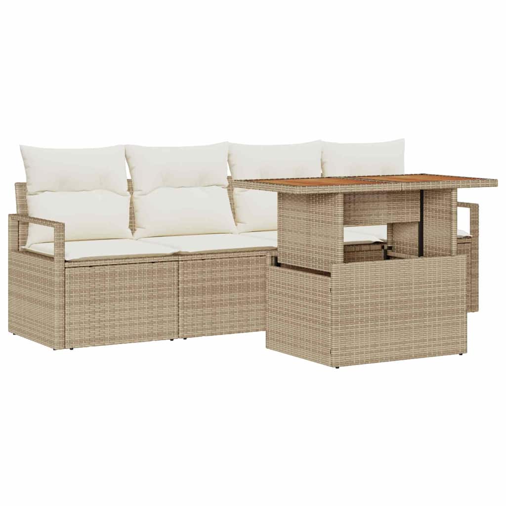 Tuin Sofa Set met opslag 5 pcs Beige Poly riet