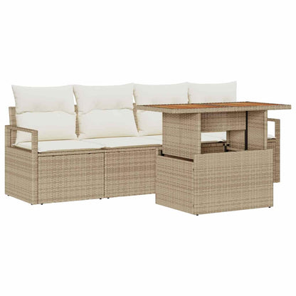 Tuin Sofa Set met opslag 5 pcs Beige Poly riet