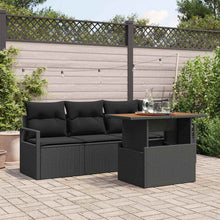 Tuin Sofa Set met opslag 5 pcs Zwart Poly riet