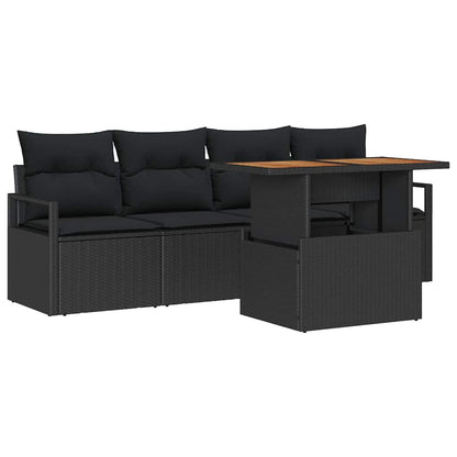 Tuin Sofa Set met opslag 5 pcs Zwart Poly riet
