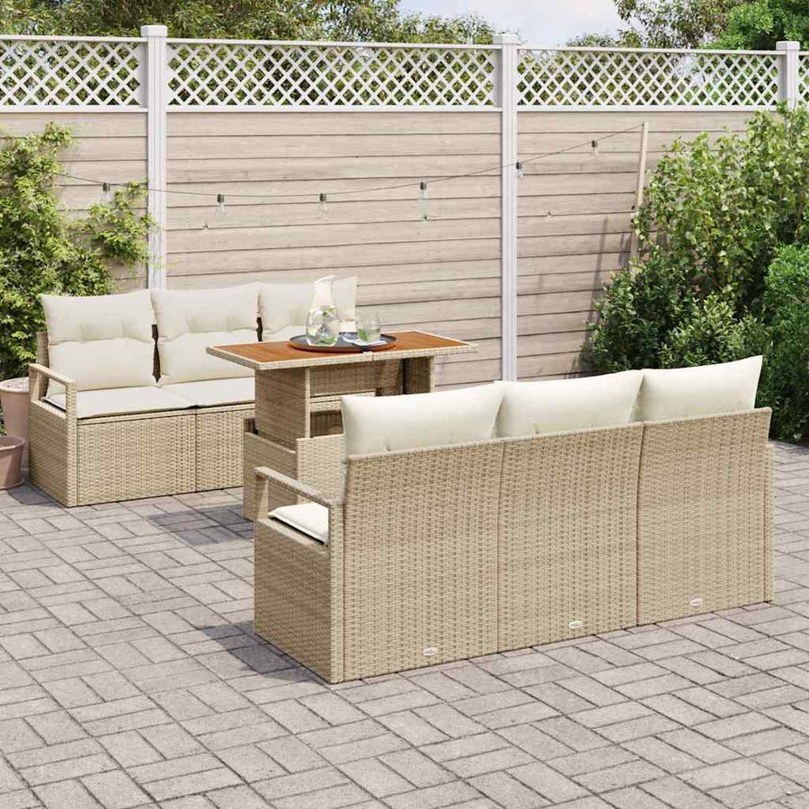 Tuin Sofa Set met opslag 7 pcs Beige Poly riet
