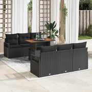 Tuinset poly rotan zwart 7-delig modulair met opbergruimte