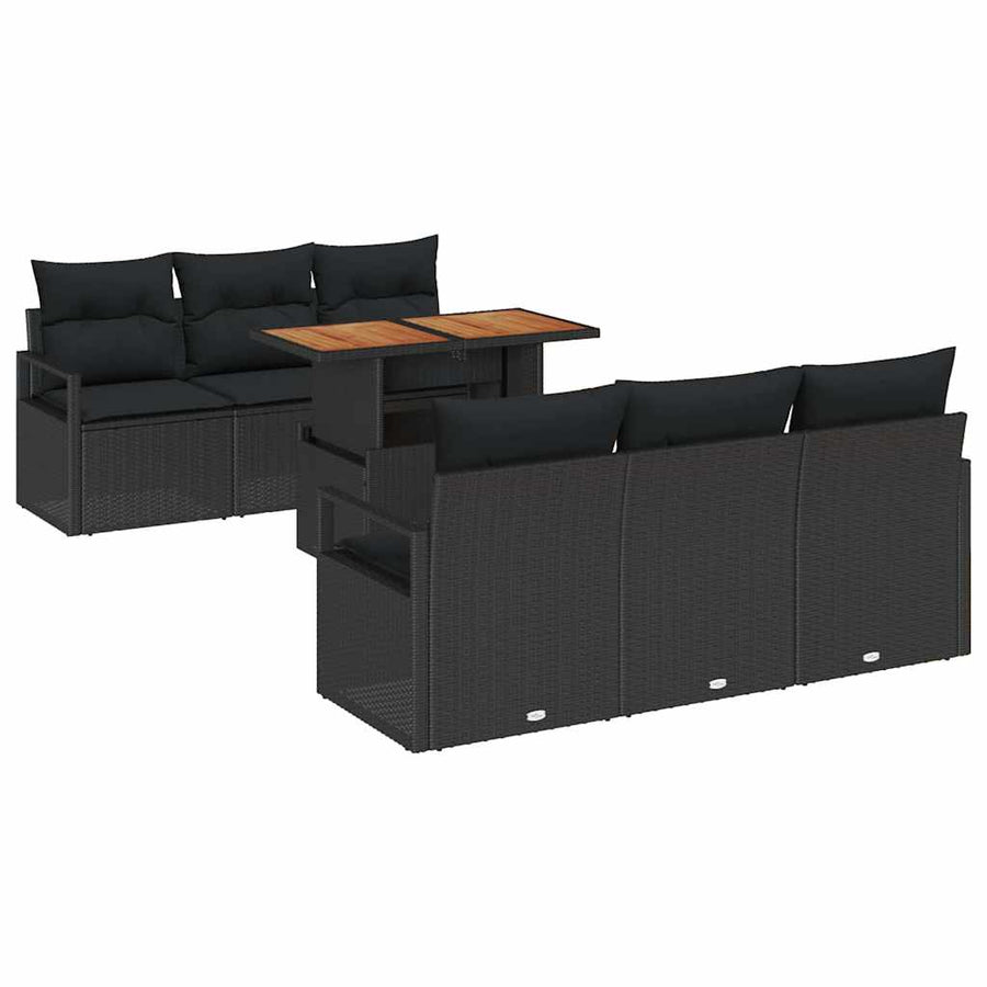 Tuin Sofa Set met opslag 7 pcs Zwart Poly riet