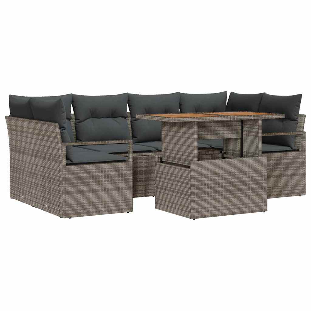 Tuin Sofa Set met opslag 7 pcs Grijs Poly riet