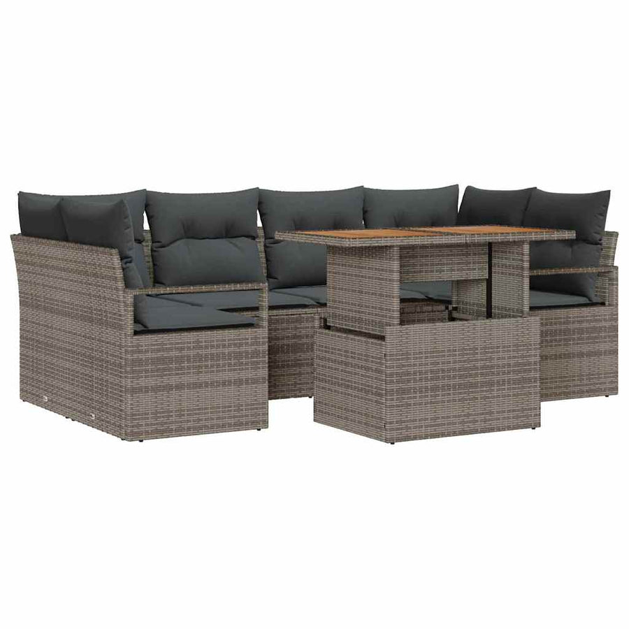 Tuin Sofa Set met opslag 7 pcs Grijs Poly riet