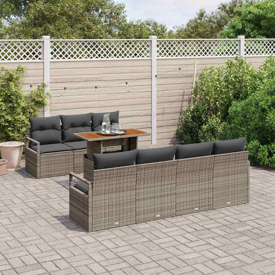 Tuin Sofa Set met opslag 8 pcs Grijs Poly riet
