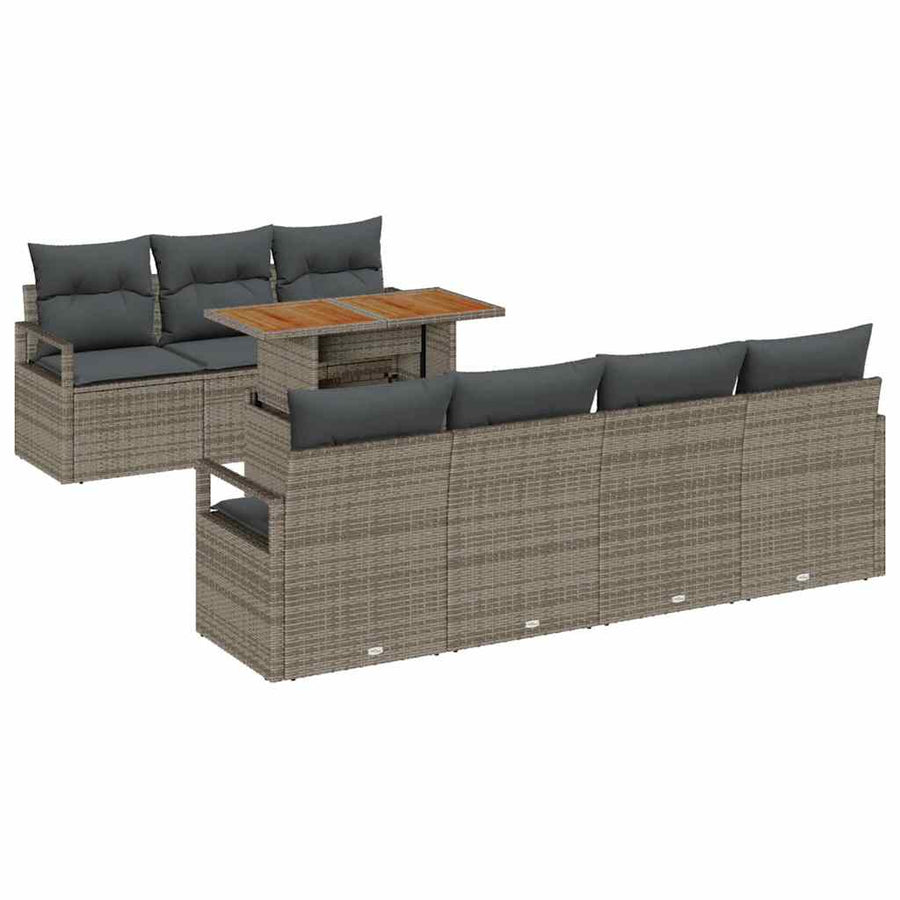 Tuin Sofa Set met opslag 8 pcs Grijs Poly riet