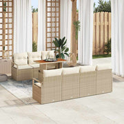 Tuinset poly riet beige 8-delig modulair met opslag