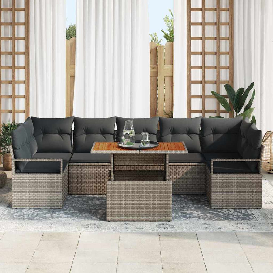 Tuin Sofa Set met opslag 8 pcs Grijs Poly riet