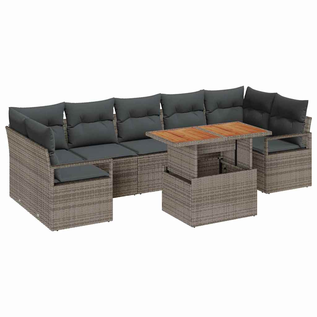 Tuin Sofa Set met opslag 8 pcs Grijs Poly riet