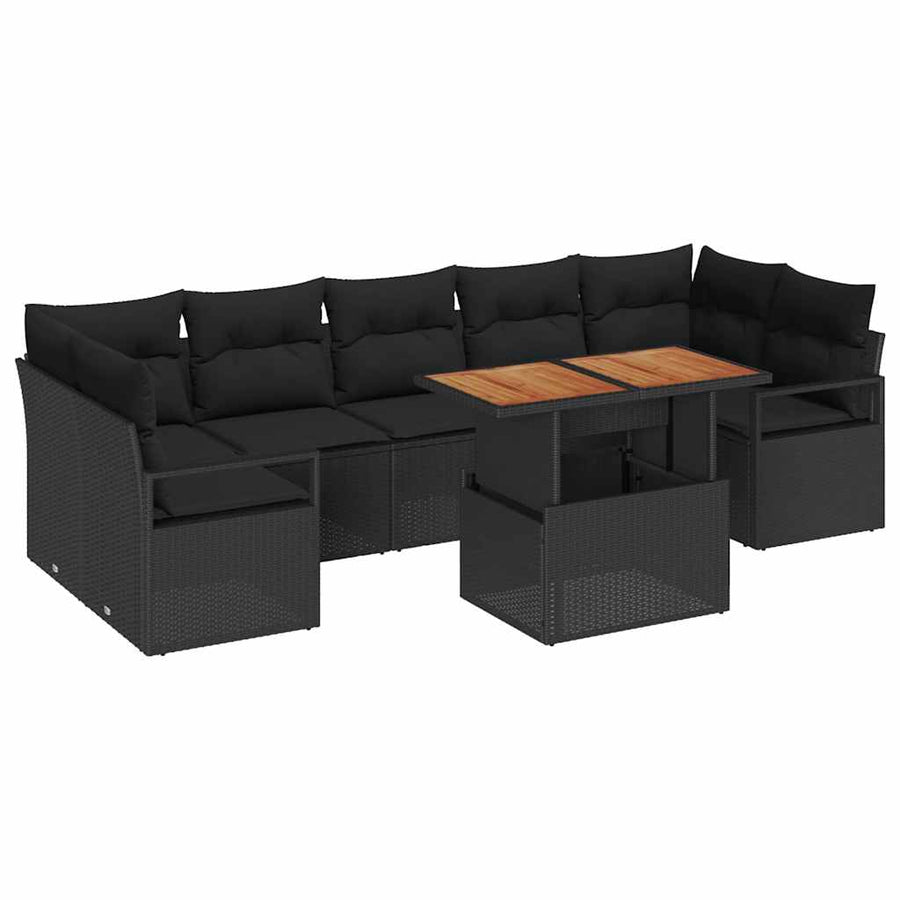 Tuin Sofa Set met opslag 8 pcs Zwart Poly riet