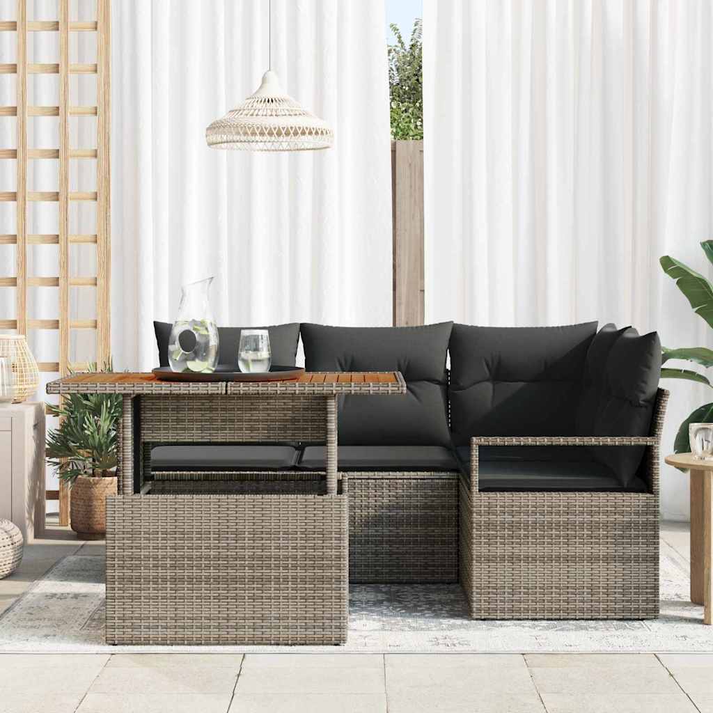 Tuin Sofa Set met opslag 5 pcs Grijs Poly riet