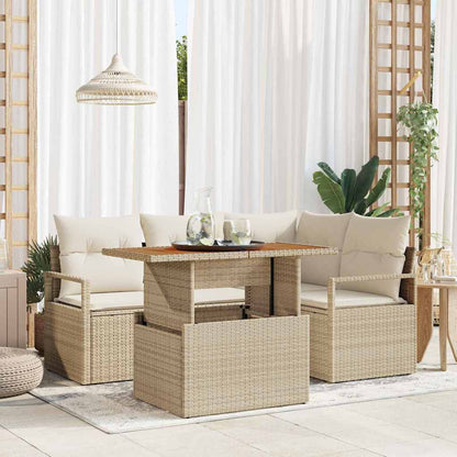 Tuin Sofa Set met opslag 5 pcs Beige Poly riet