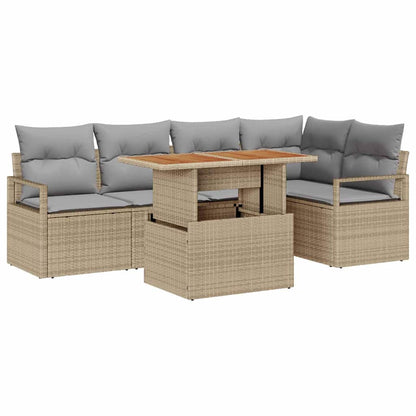 Tuin Sofa Set met opslag 6 pcs Beige Poly riet
