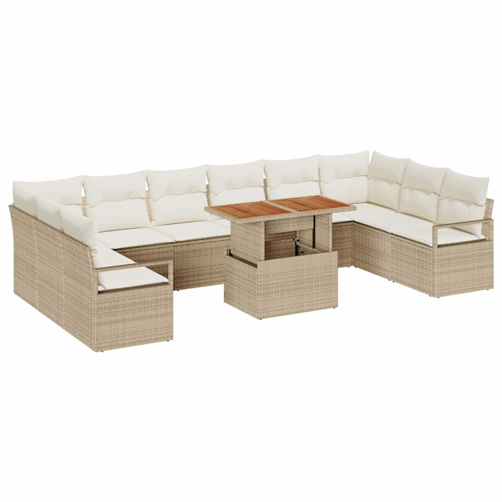 Tuin Sofa Set met opslag 11 pcs Beige Poly riet