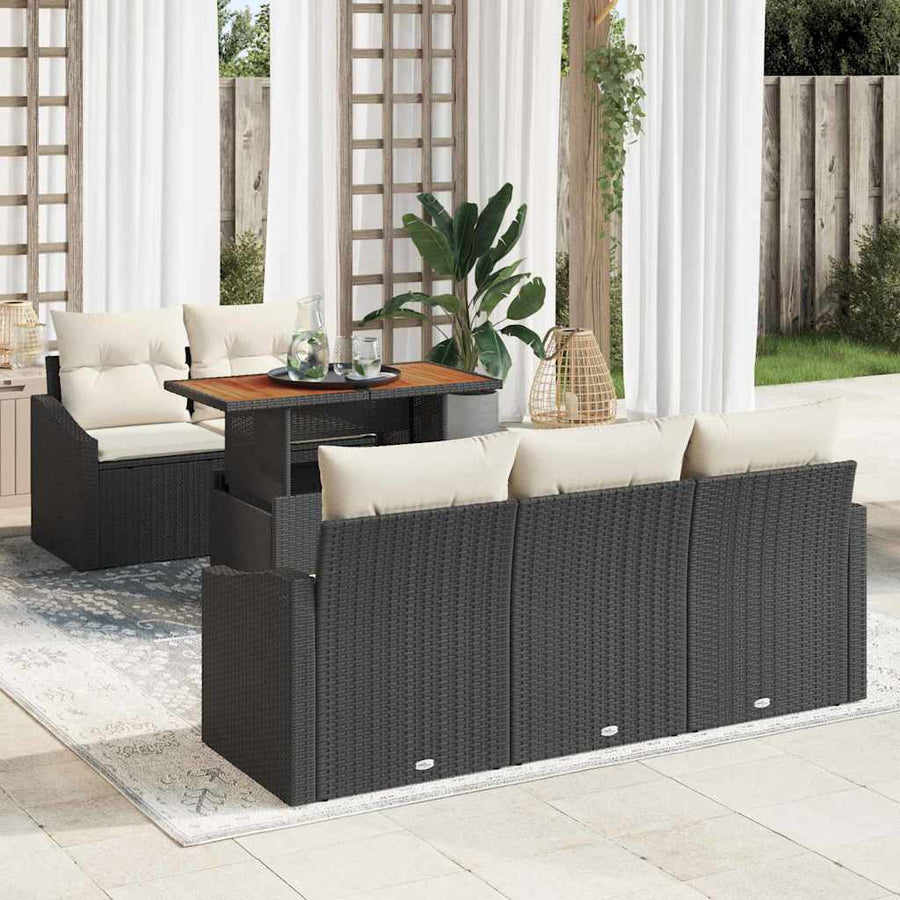 Tuin Sofa Set met opslag 6 pcs Zwart Poly riet