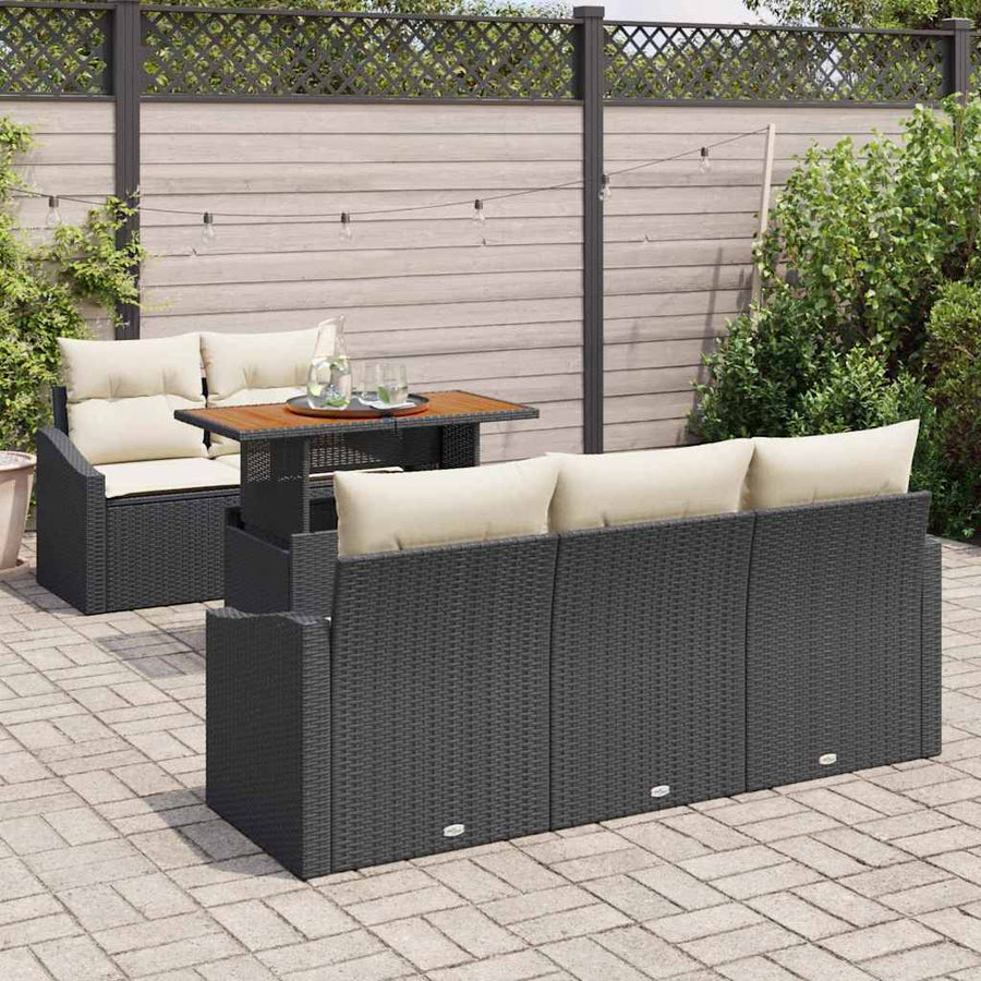 Tuin Sofa Set met opslag 6 pcs Zwart Poly riet