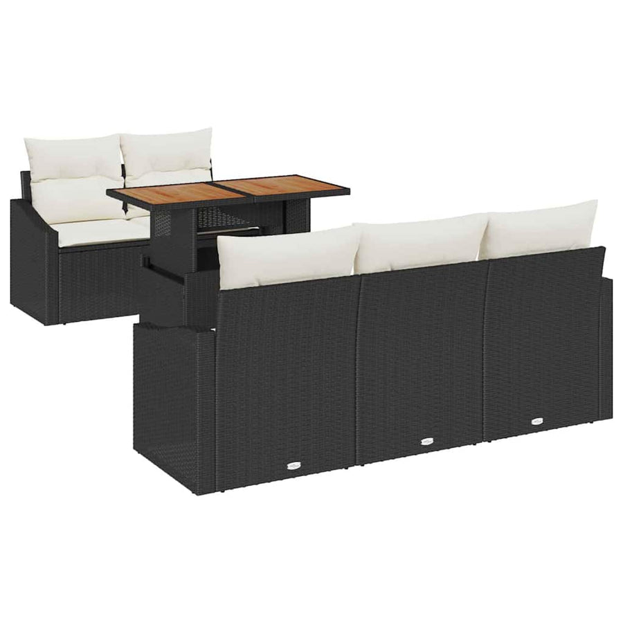 Tuin Sofa Set met opslag 6 pcs Zwart Poly riet