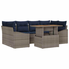 Tuin Sofa Set met opslag 7 pcs Grijs Poly riet