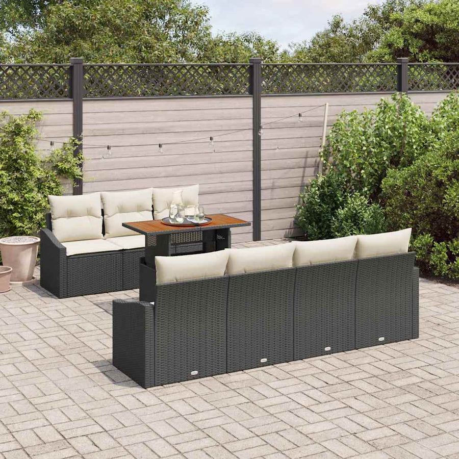 Tuin Sofa Set met opslag 8 pcs Zwart Poly riet