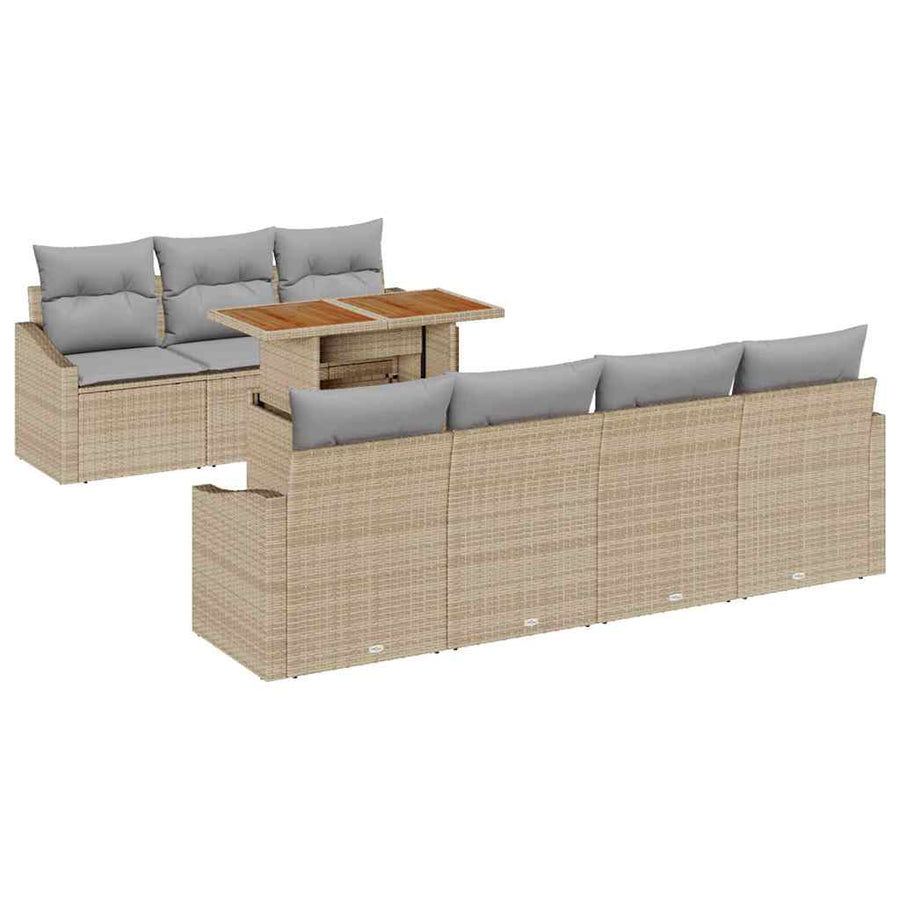 Tuin Sofa Set met opslag 8 pcs Beige Poly riet