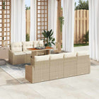 Loungeset poly riet 8-delig beige