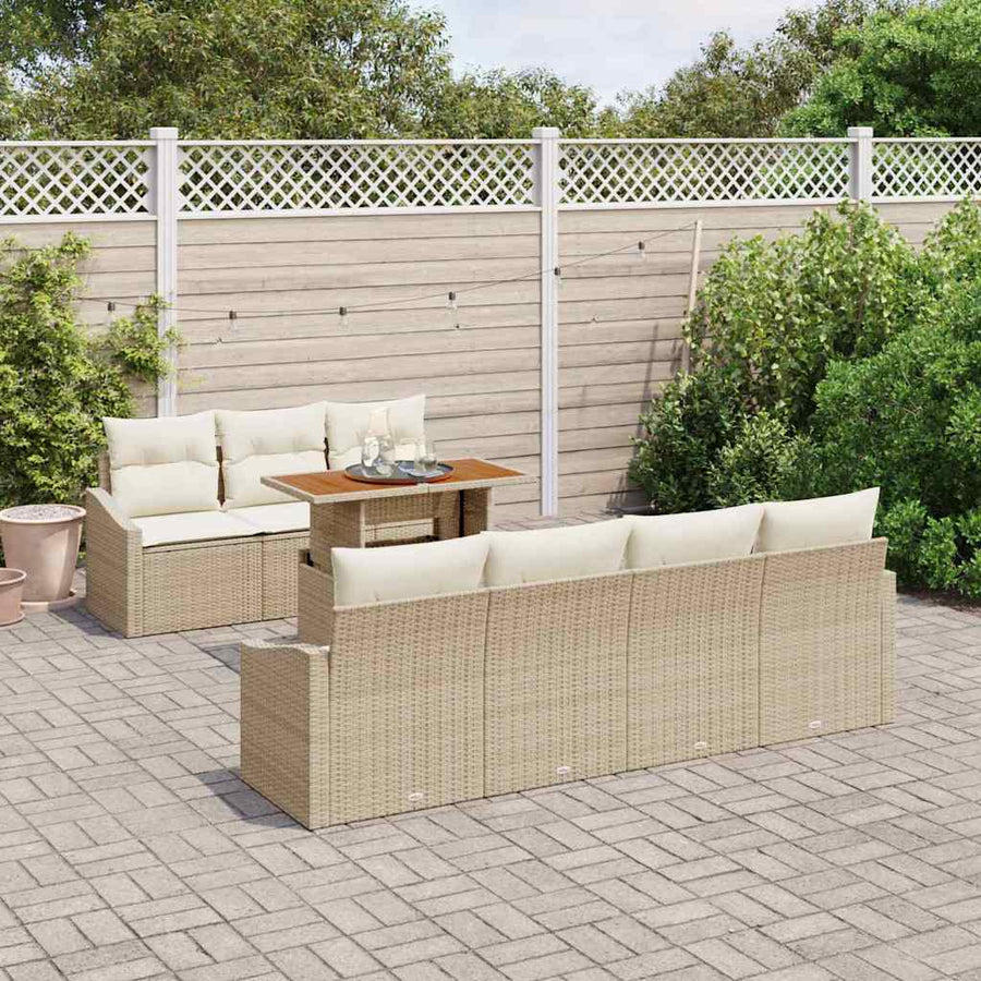 Tuin Sofa Set met opslag 8 pcs Beige Poly riet
