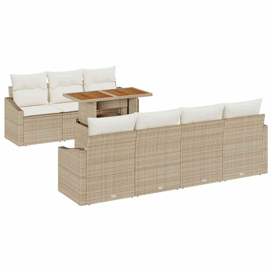 Tuin Sofa Set met opslag 8 pcs Beige Poly riet