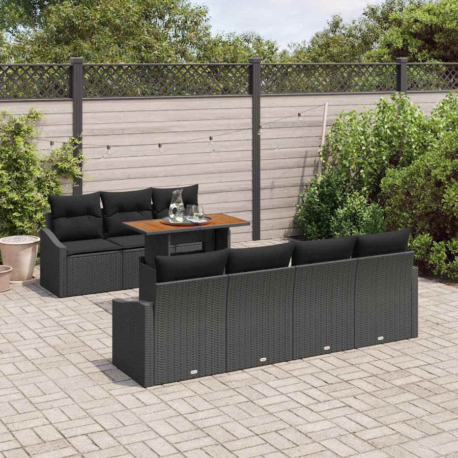 Tuin Sofa Set met opslag 8 pcs Zwart Poly riet