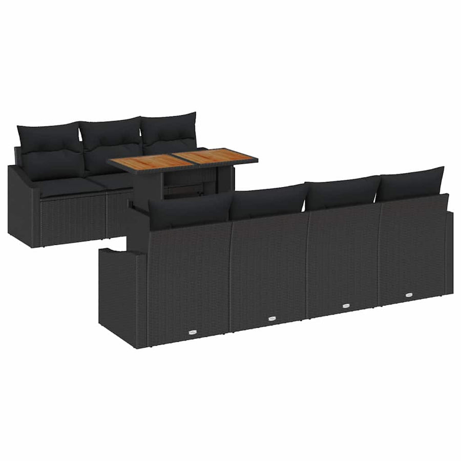 Tuin Sofa Set met opslag 8 pcs Zwart Poly riet