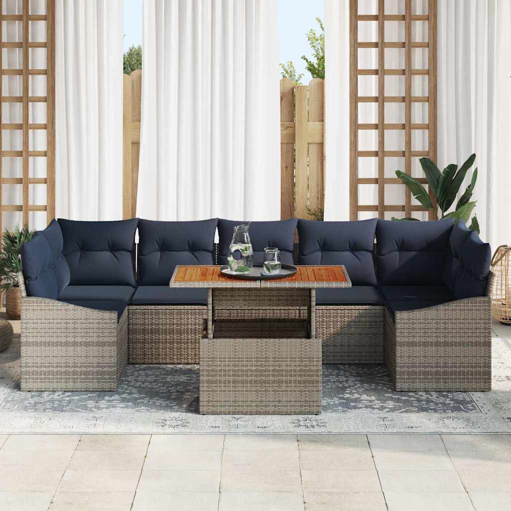 Tuin Sofa Set met opslag 8 pcs Grijs Poly riet