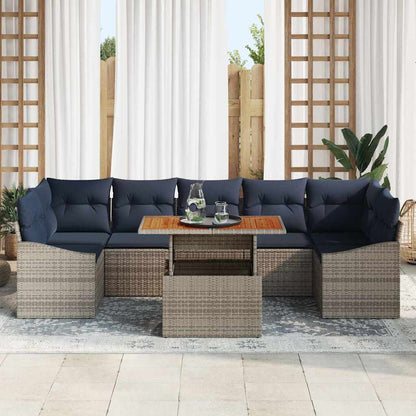 Tuin Sofa Set met opslag 8 pcs Grijs Poly riet