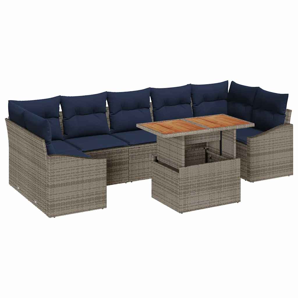 Tuin Sofa Set met opslag 8 pcs Grijs Poly riet