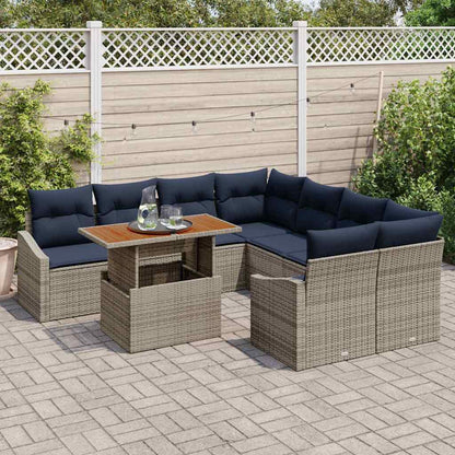 Tuin Sofa Set met opslag 9 pcs Grijs Poly riet