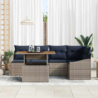 Tuin Sofa Set met opslag 6 pcs Grijs Poly riet