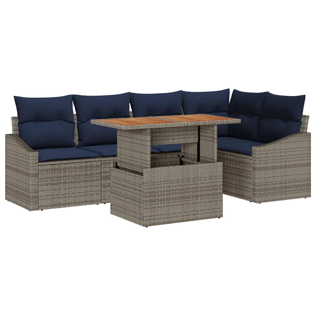 Tuin Sofa Set met opslag 6 pcs Grijs Poly riet