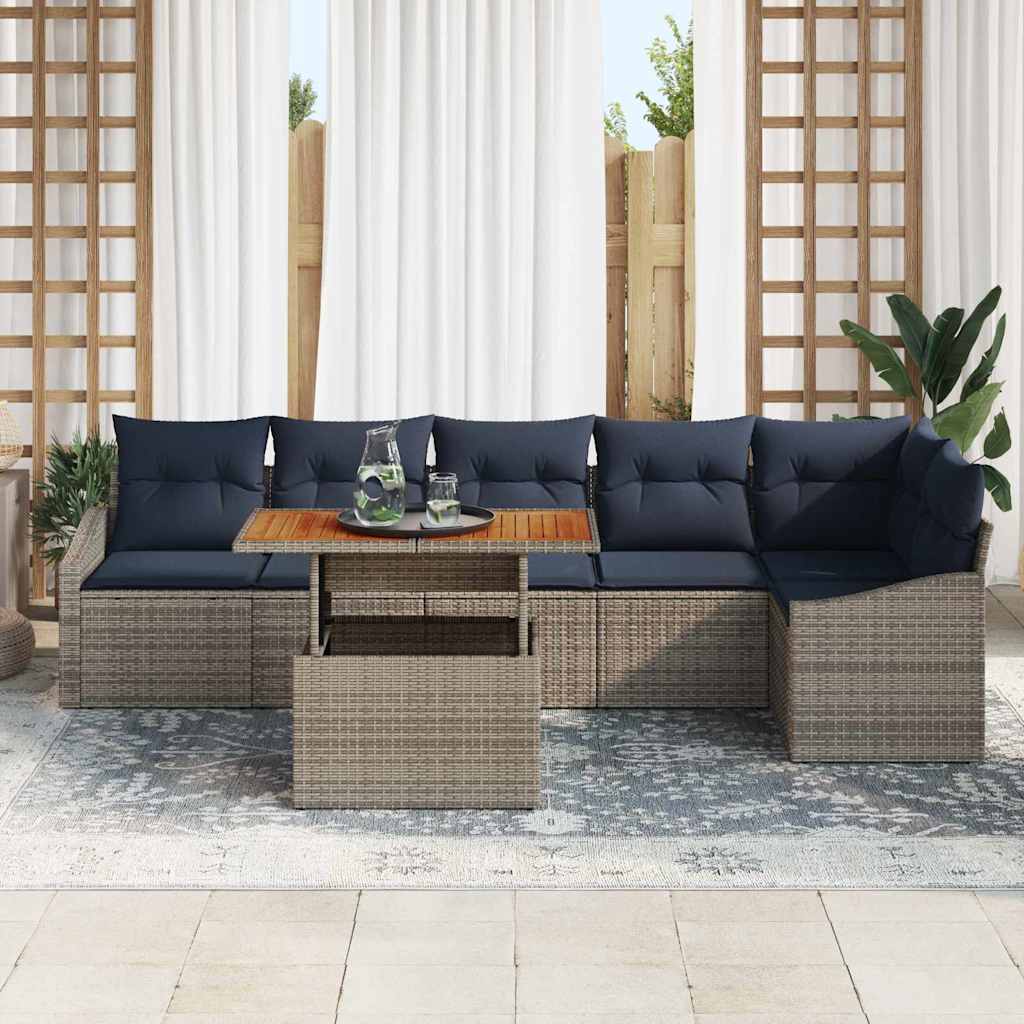 Tuin Sofa Set met opslag 7 pcs Grijs Poly riet