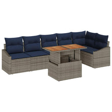 Tuin Sofa Set met opslag 7 pcs Grijs Poly riet