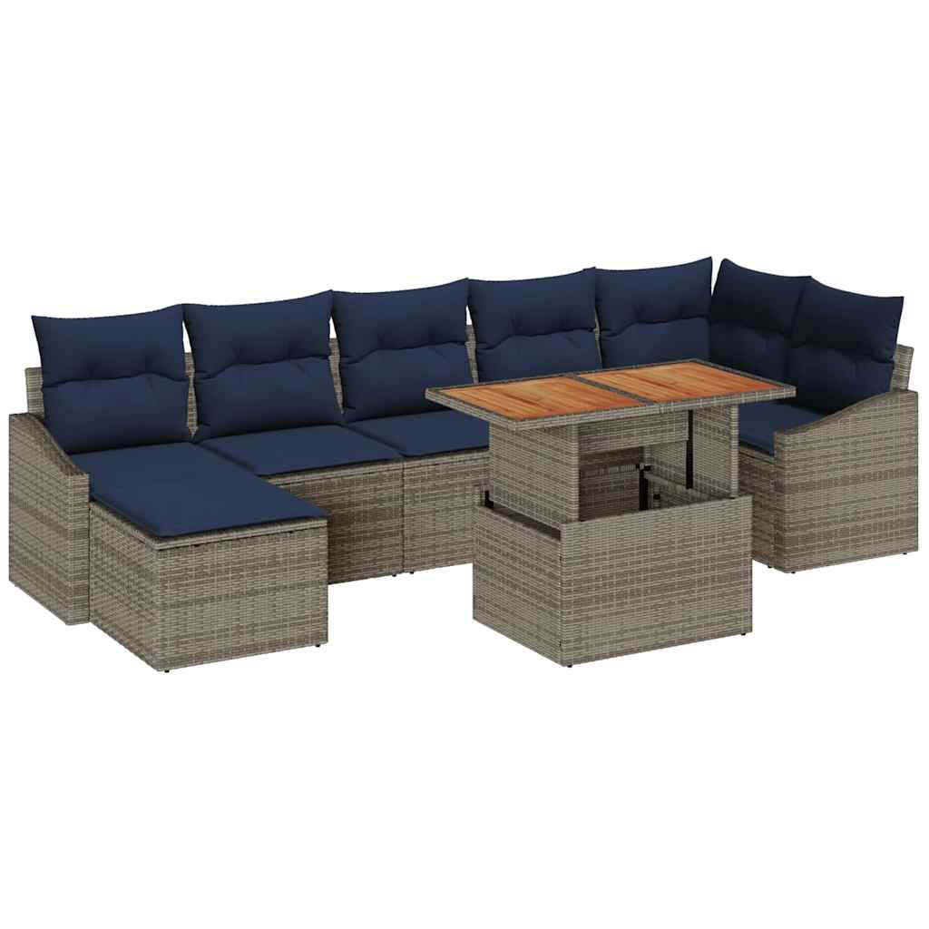 Tuin Sofa Set met opslag 8 pcs Grijs Poly riet