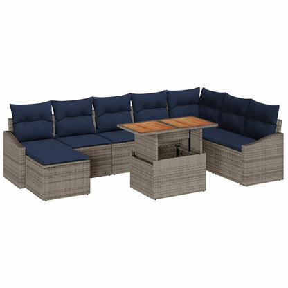 Tuin Sofa Set met opslag 9 pcs Grijs Poly riet