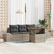 Tuinset poly rotan grijs modulair met opbergruimte