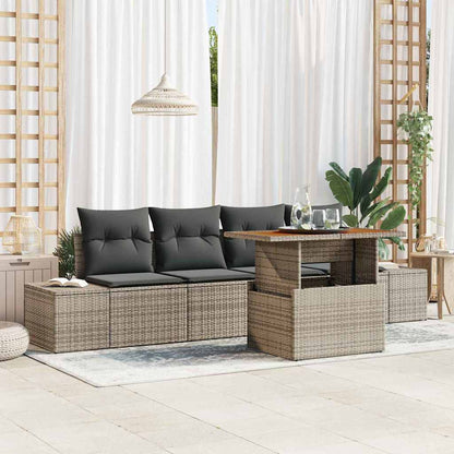 Tuin Sofa Set met opslag 5 pcs Grijs Poly riet