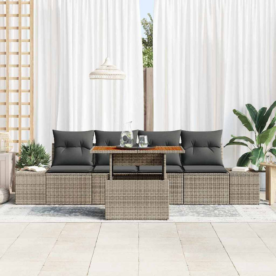 Tuin Sofa Set met opslag 5 pcs Grijs Poly riet