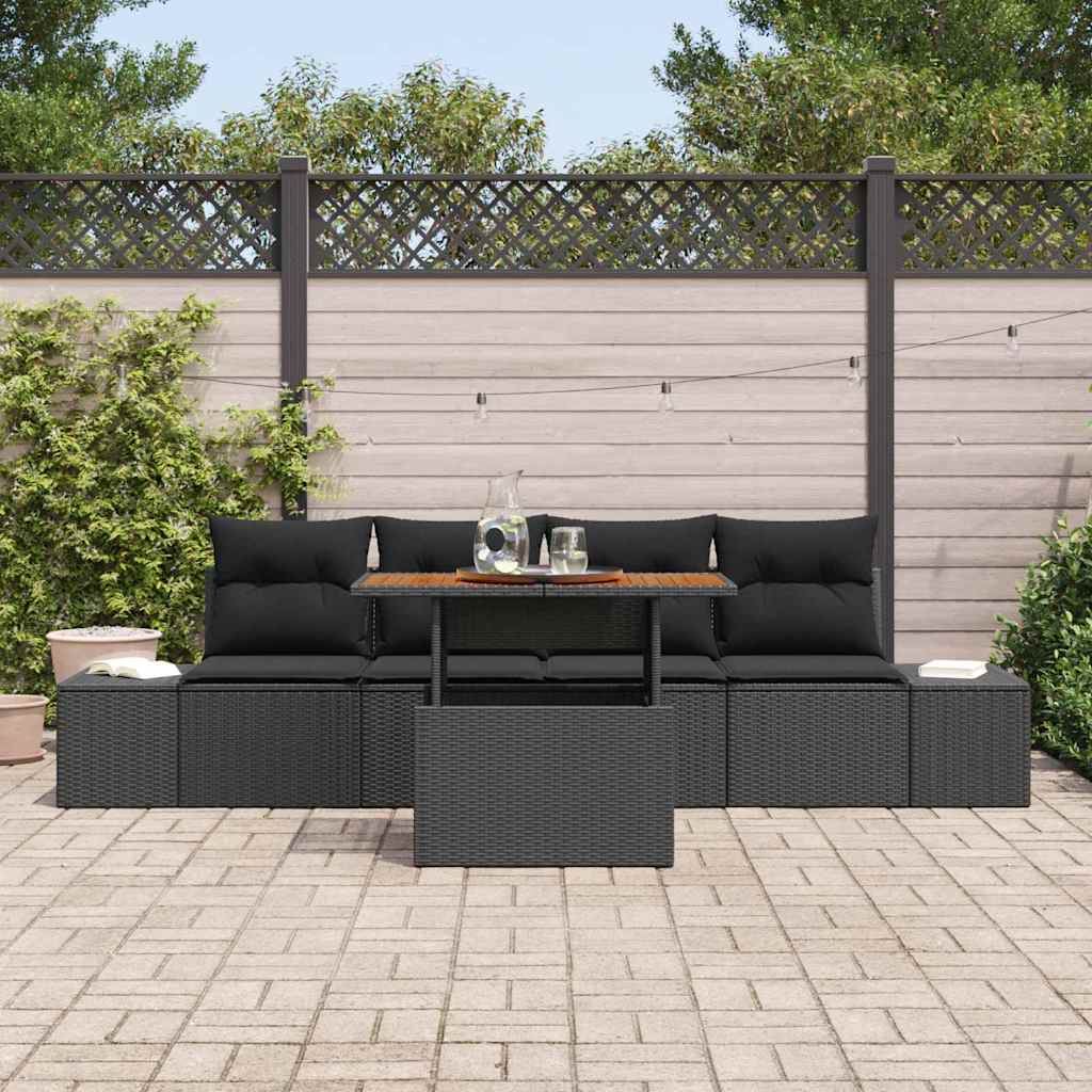 Tuin Sofa Set met opslag 5 pcs Zwart Poly riet